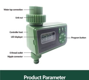 LED Display Automatic Water Timer Irrigation Controller (Color: green)